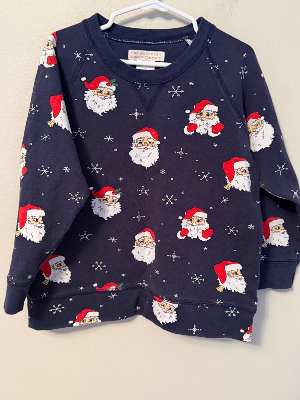 The Beaufort Bonnet Company Kids Navy Santa Crewneck
